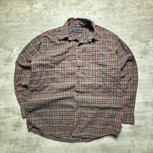 Kenneth Gordon Flannel Shirt Mens L Multi Plaid Excellent Button Down Plaid